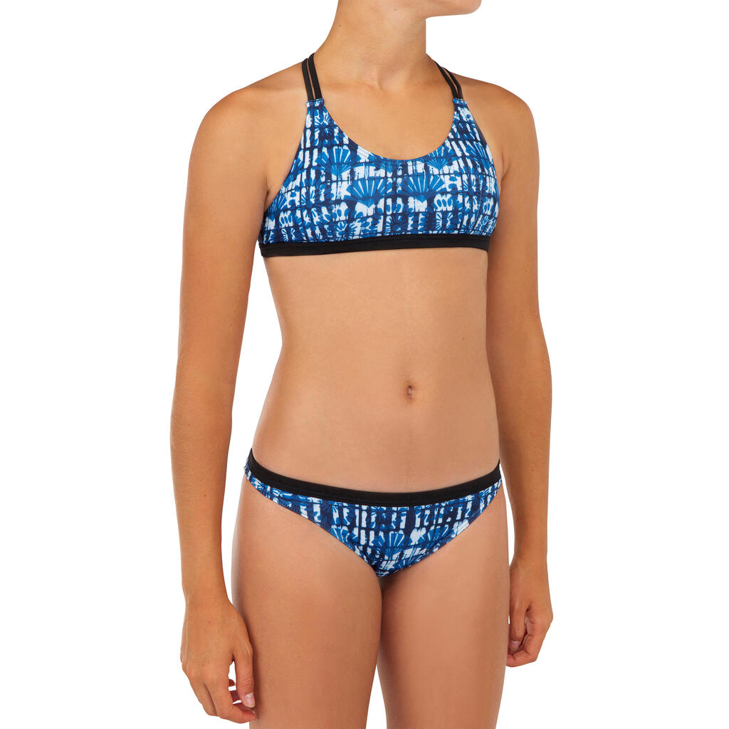 GIRL'S SURF SWIMSUIT BOTTOM CORAL STRIPED CORAL