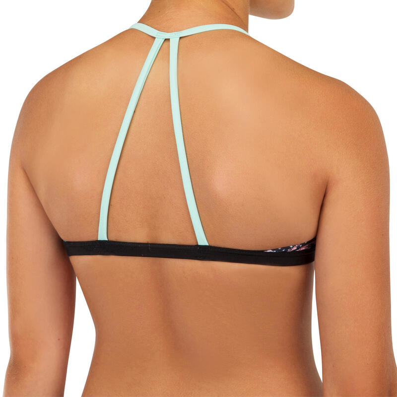 HAUT DE MAILLOT DE BAIN SURF FILLE TRIANGLE NOIR BETTY 500