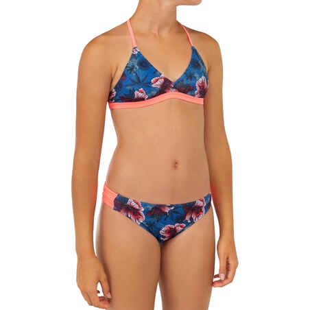 GIRL'S SURF SWIMSUIT TRIANGLE TOP BETTY 500 BLUE