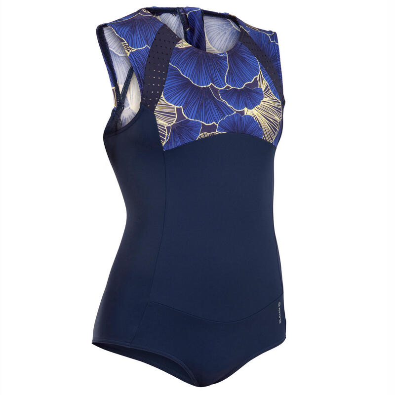 MAILLOT DE BAIN SURF FILLE BLEU NOIR MANLY 900