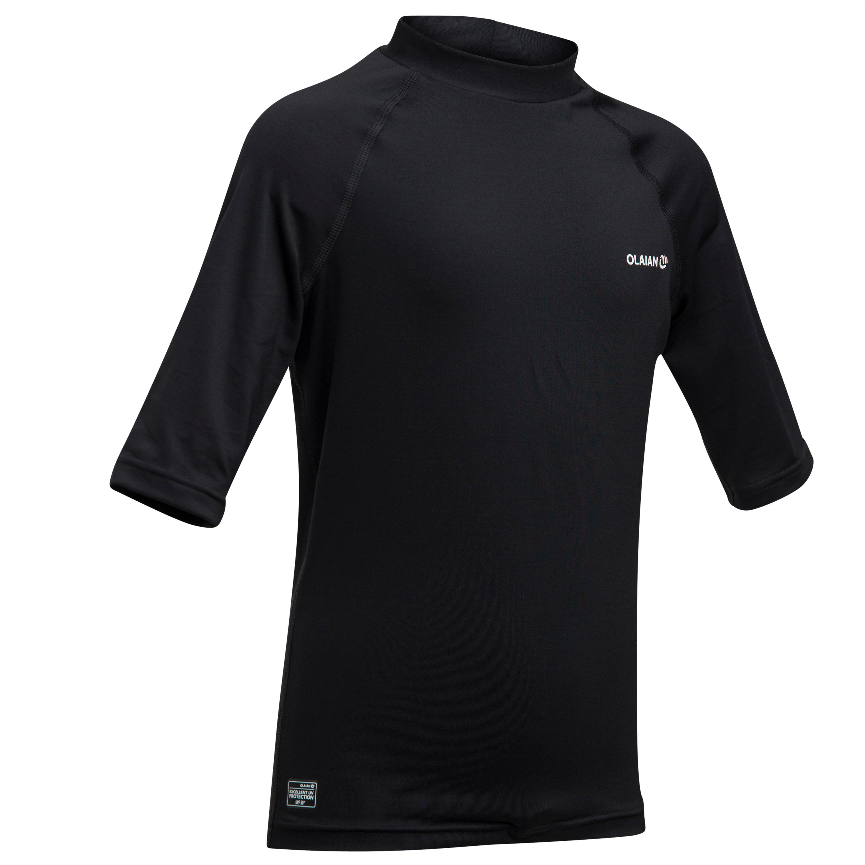 

Kids' Uv Rash Guard Surfing Top 100 - Black -  By OLAIAN | Decathlon