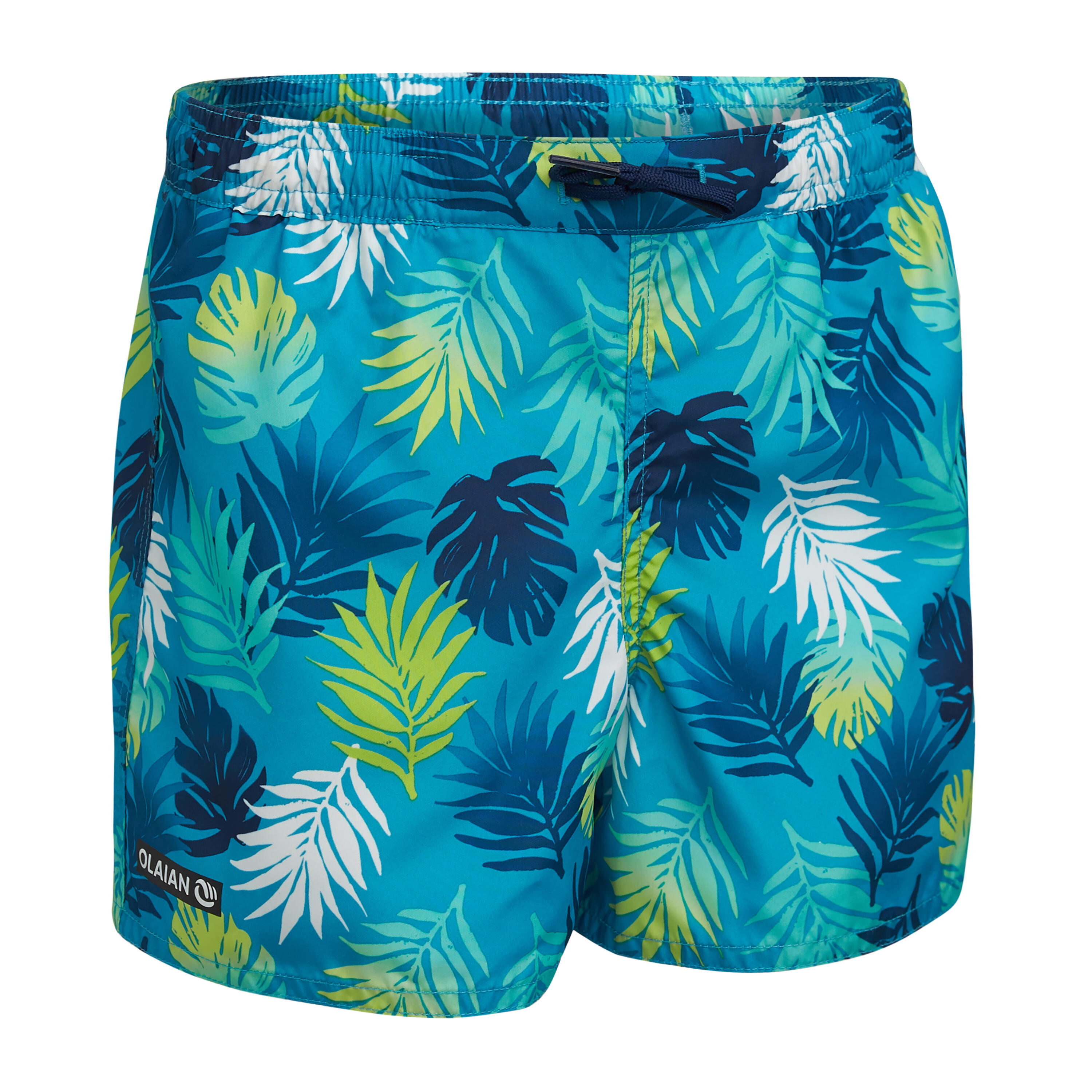 Banador Nino corto surf azul turquesa rayas Decathlon