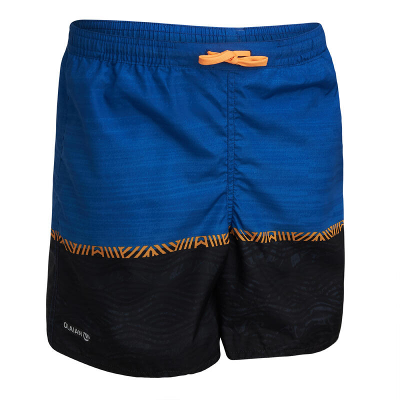 short de bain 100 bleu noir