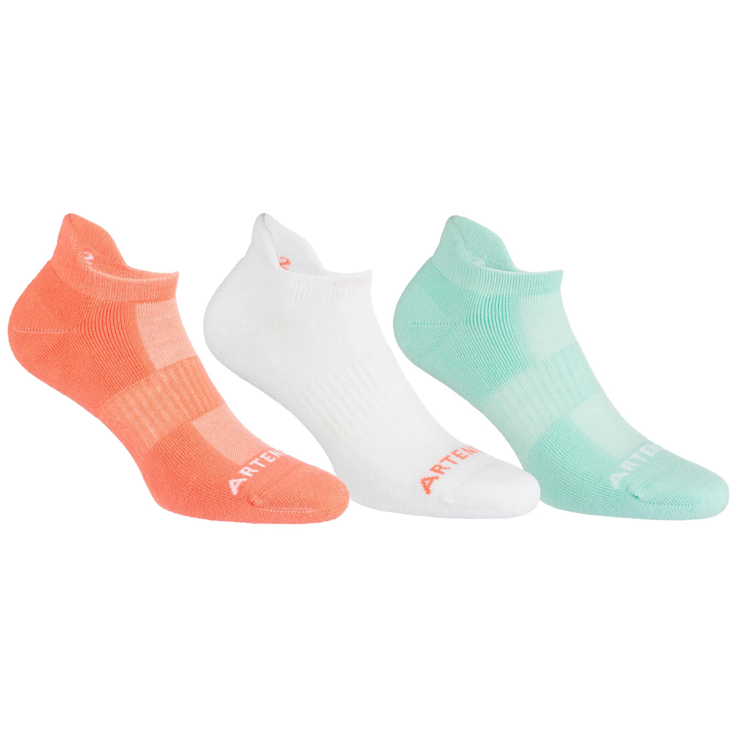 Low Tennis Socks RS 500 Tri-Pack - White/Green 12/40