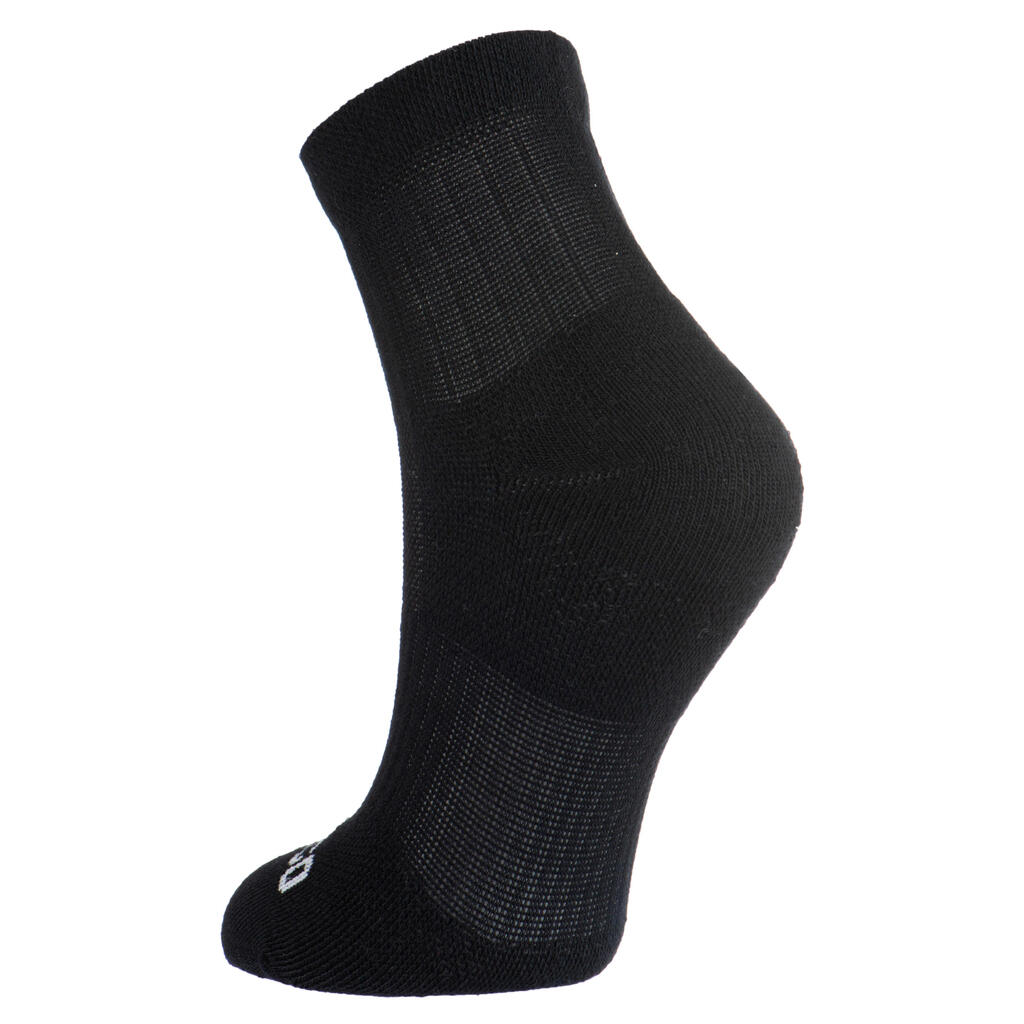 Kids' Mid-Rise Cotton Socks RS 500 Tri-Pack - Black/Black/Grey