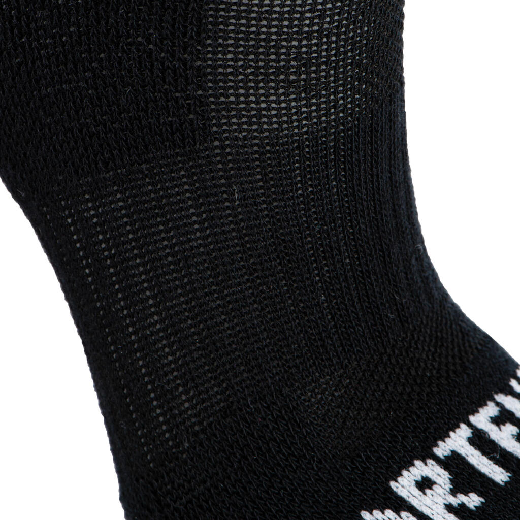 Kids' Mid-Rise Cotton Socks RS 500 Tri-Pack - Black/Black/Grey