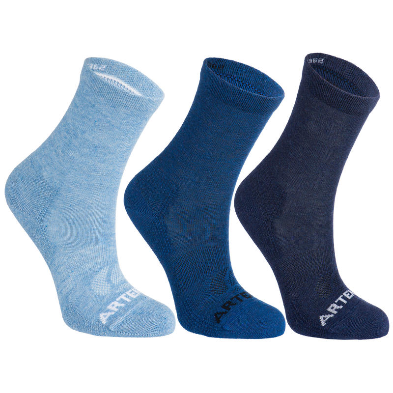 CHAUSSETTES TENNIS ENFANT HAUTES RS 160 BLEU CHINE LOT DE 3