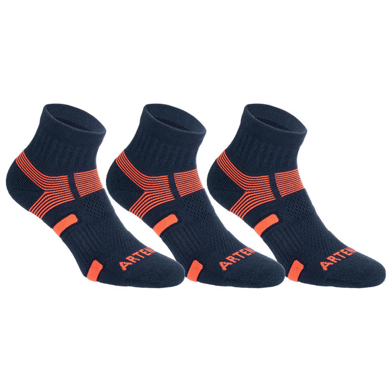 Set 3 Perechi Şosete Mid Tenis RS560 Negru-Gri Adulți 