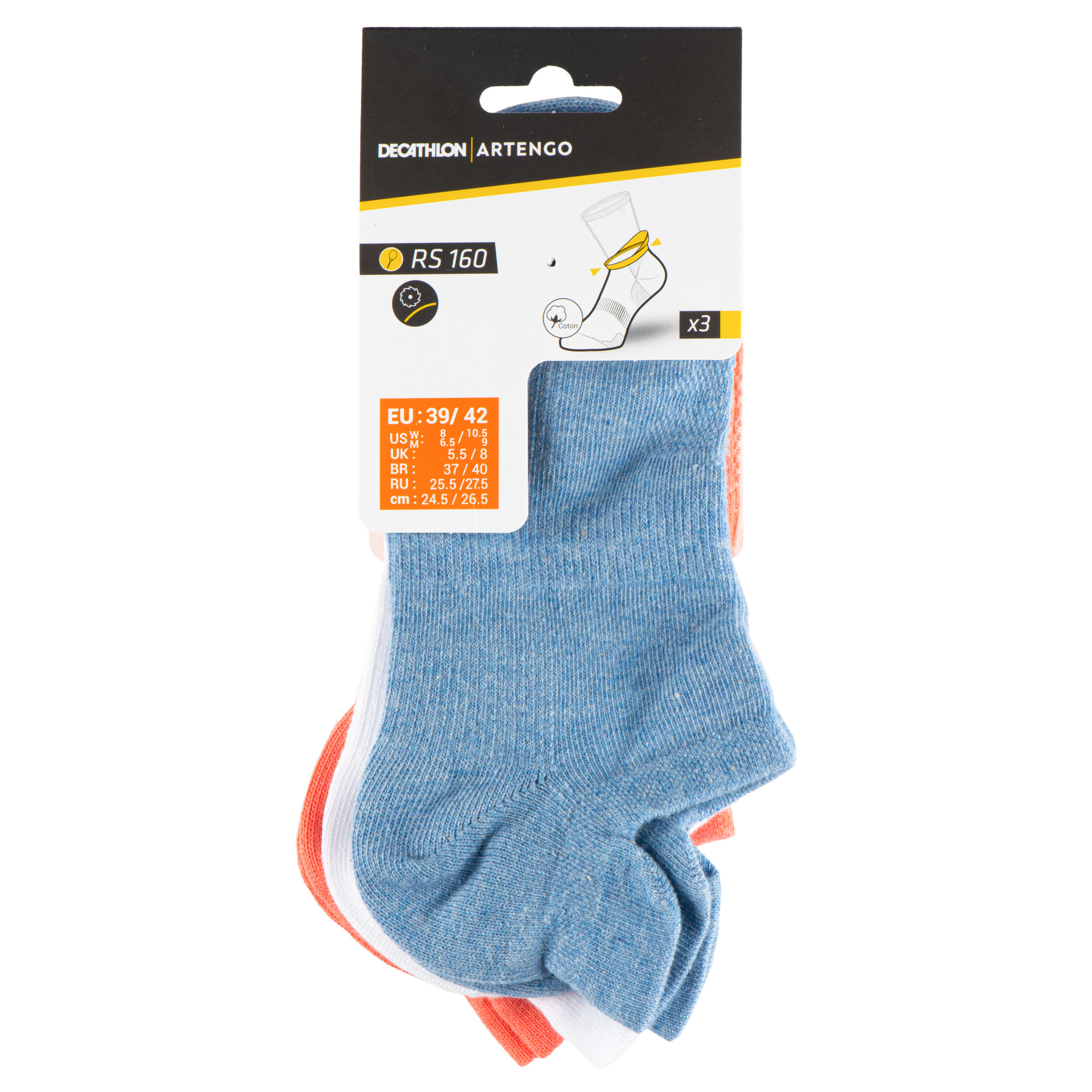 Low Sports Socks RS 160 Tri-Pack - Sky Blue/White/Pink 15/15