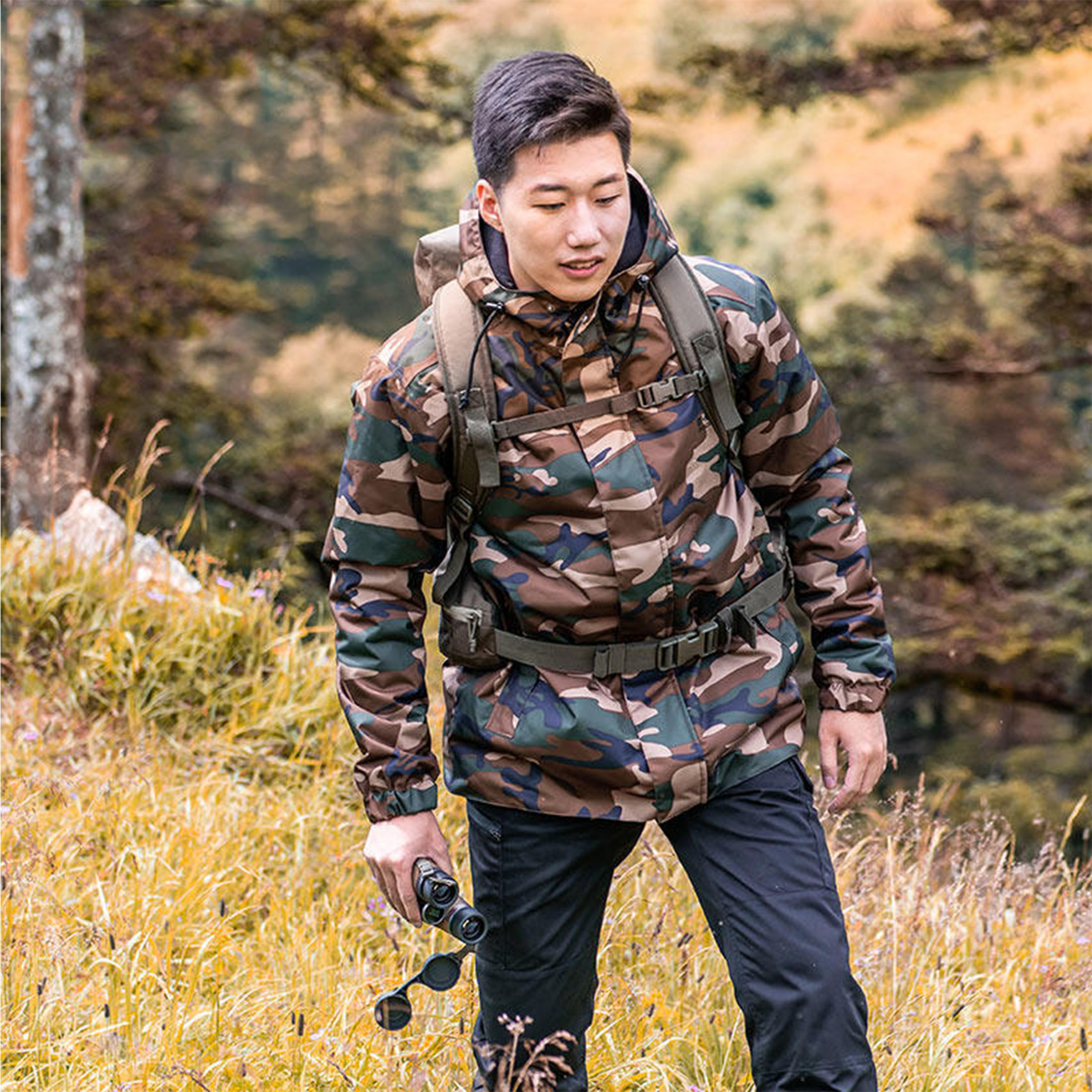 VESTE CHASSE CHAUDE IMPERMEABLE CAMOUFLAGE HALFTONE 100 Decathlon