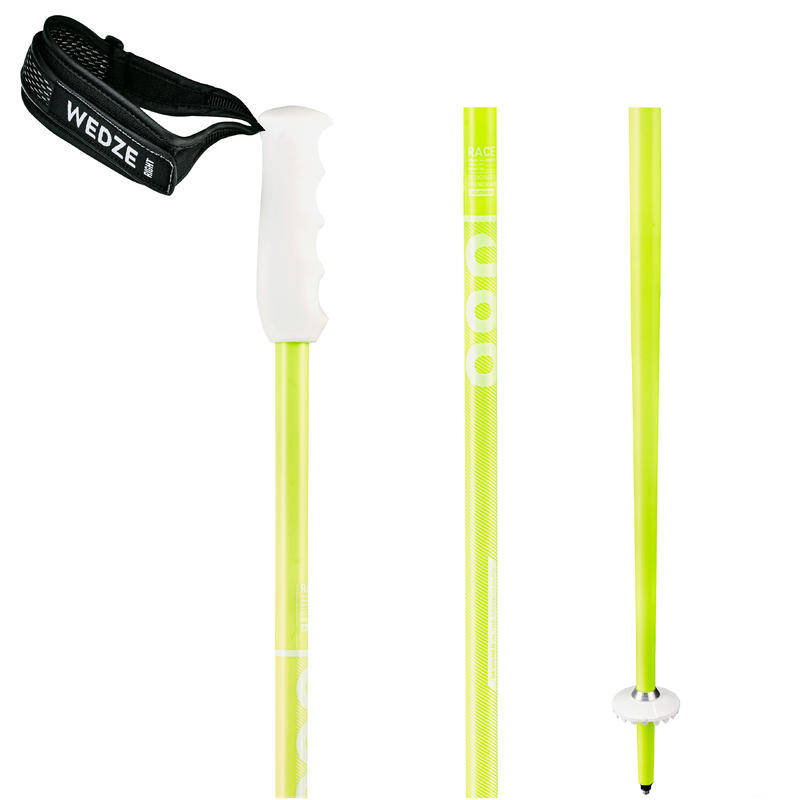 Competition Slalom Ski Poles Yellow Neon Decathlon
