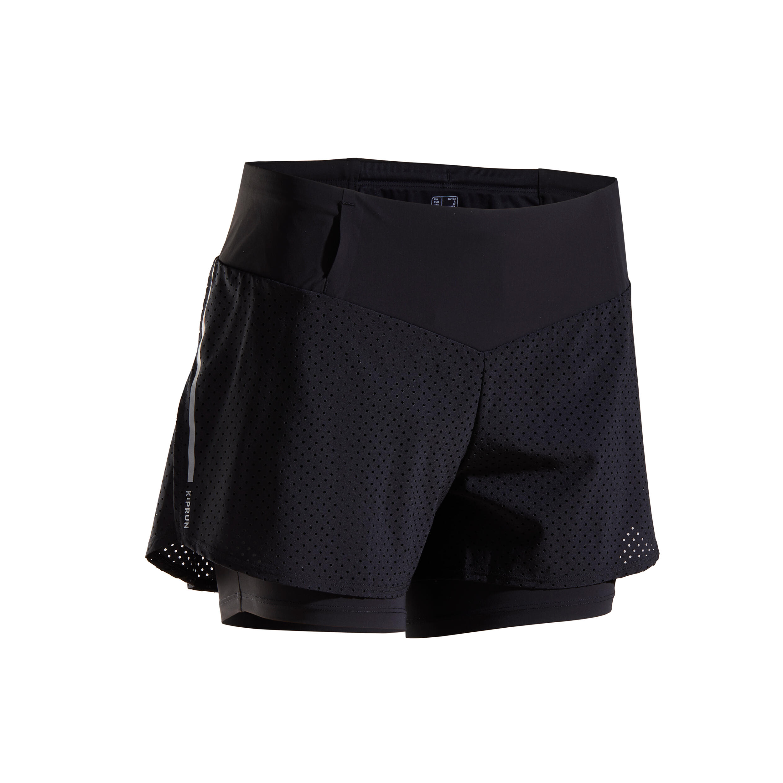 Decathlon Women Running Shorts Kiprun Tights 2 In 1 W - Black