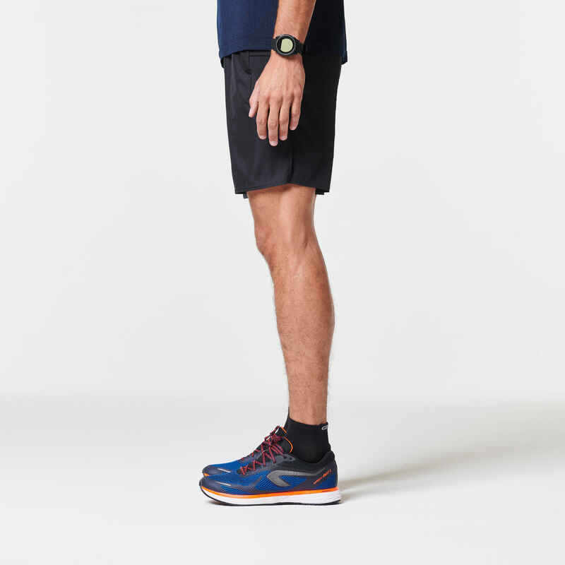 KIPRUN MEN'S MARATHON RUNNING SHORTS WITH CARRY POCKETS BLACK Decathlon