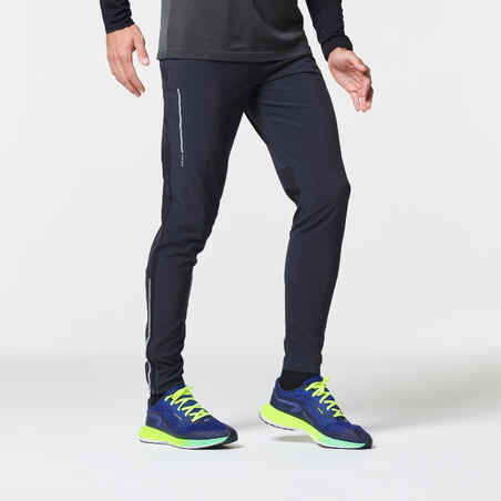 MEN'S FITTED RUNNING TROUSERS LIGHT BLACK