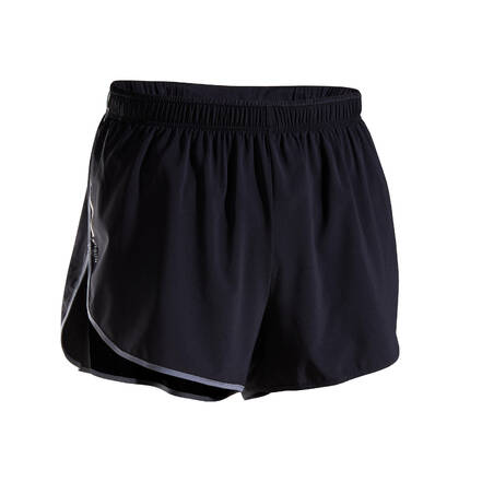 KIPRUN SPLIT MEN'S RUNNING SHORTS - BLACK/GREY