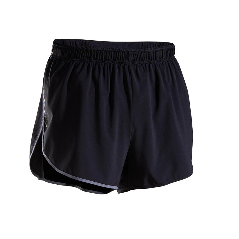 CALÇÕES DE CORRIDA KIPRUN SPLIT HOMEM PRETO CINZA
