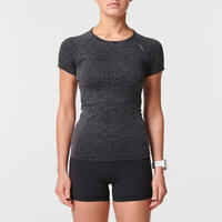 Camiseta running transpirable Mujer Kiprun skincare negro