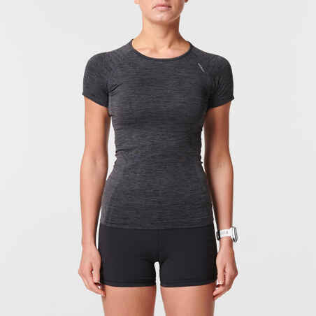 Camiseta running transpirable Mujer Kiprun skincare negro