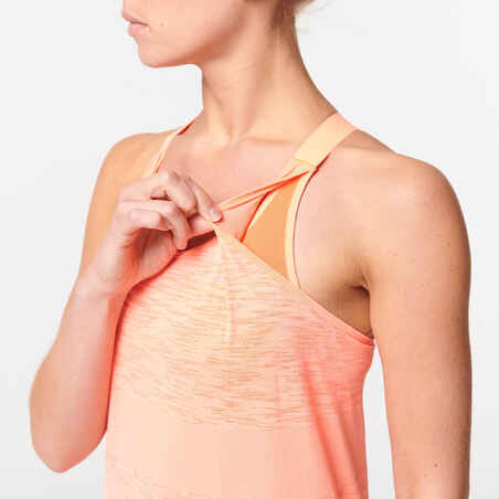 KIPRUN CARE RUNNING TANK TOP WITH BUILT-IN BRA - CORAL