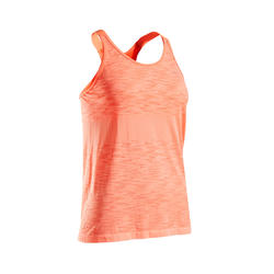DÉBARDEUR RUNNING FEMME AVEC BRASSIÈRE INTÉGRÉE KIPRUN CARE CORAIL