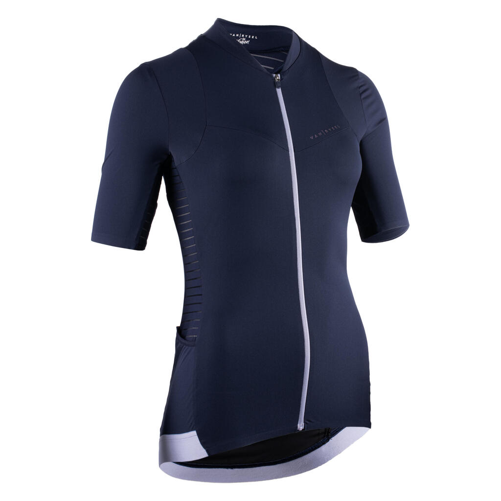 Women's Short-Sleeved Cycling Jersey Racer - Navy