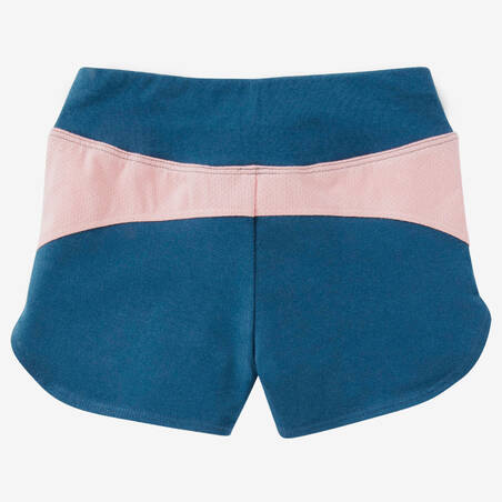 Baby Gym Shorts 500 - Petrol Blue/Pink