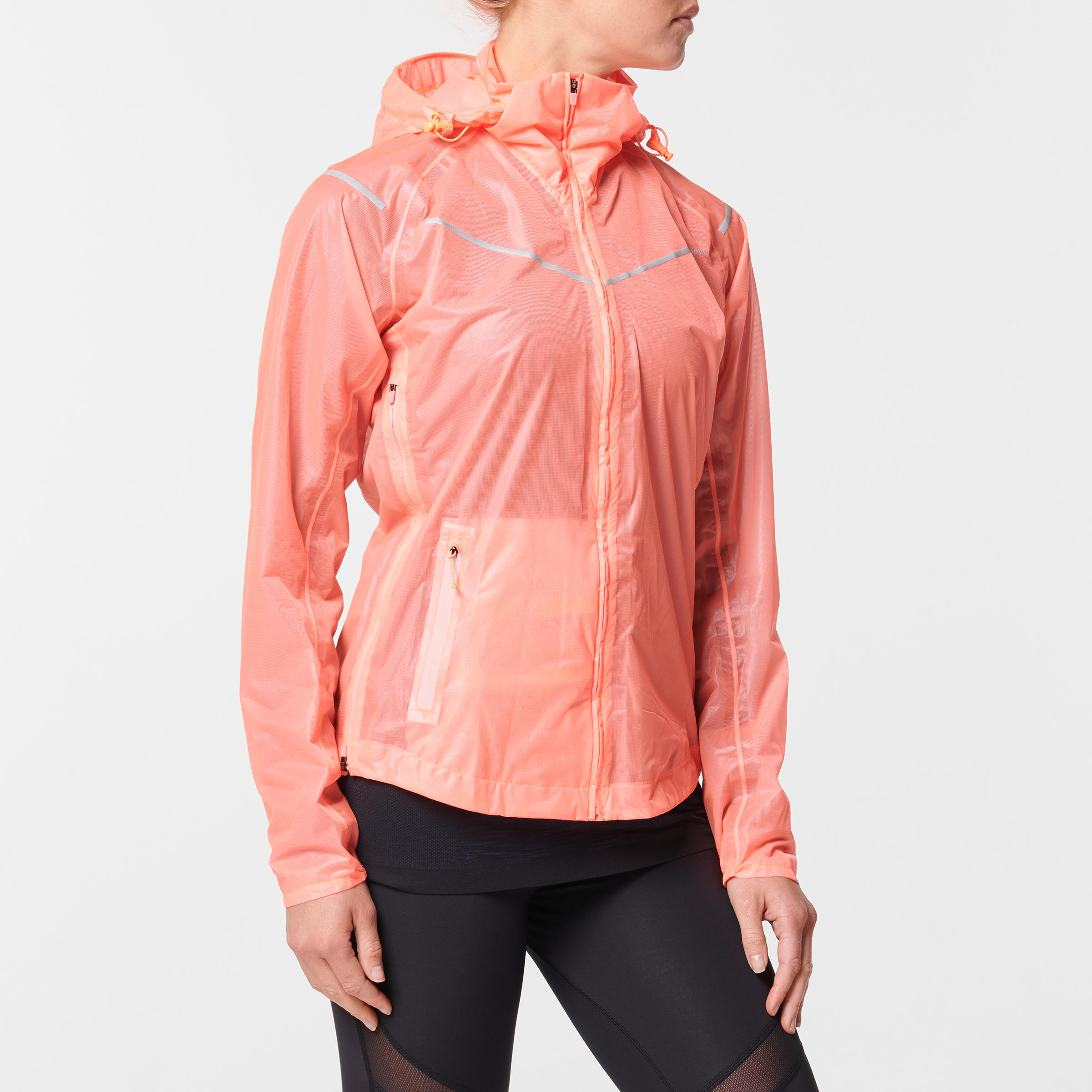 LIGHT WOMEN S SHOWERPROOF JACKET CORAL Decathlon