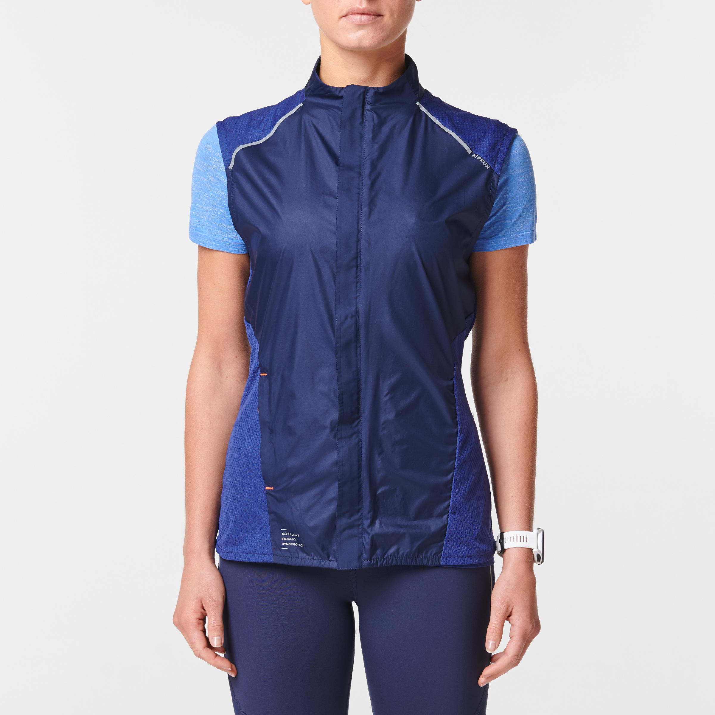 LIGHT WOMEN'S SLEEVELESS RUNNING JACKET - NAVY BLUE 2/11