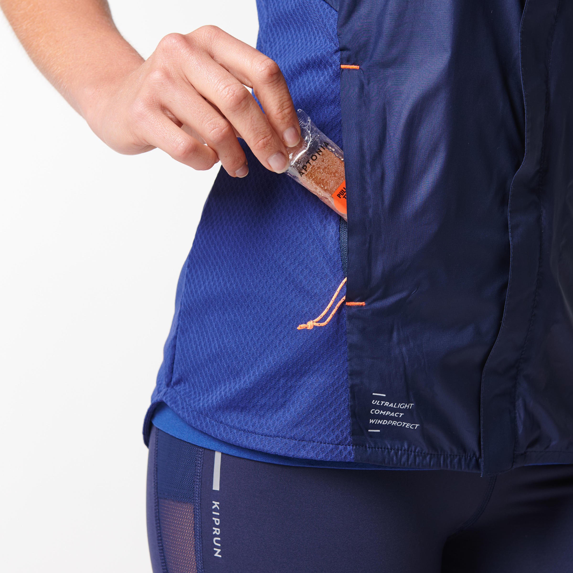 LIGHT WOMEN'S SLEEVELESS RUNNING JACKET - NAVY BLUE 6/11
