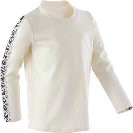 T-shirt manches longues enfant coton - Basique Beige avec motifs
