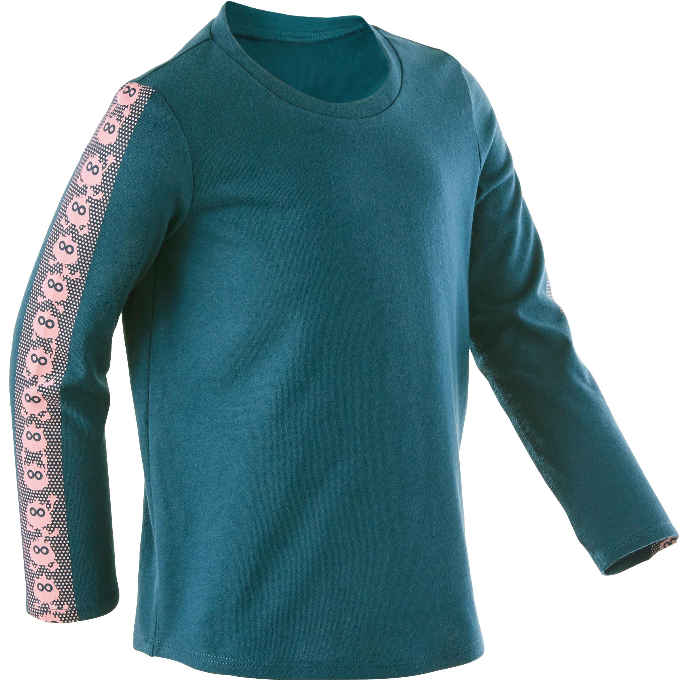 Children's long-sleeved cotton T-shirt - Basique Blue with motifs