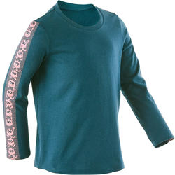 Shirt met lange mouwen voor kleutergym 100 petrol/roze