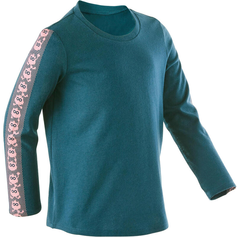 T-shirt manches longues enfant coton - Basique Bleu avec motifs