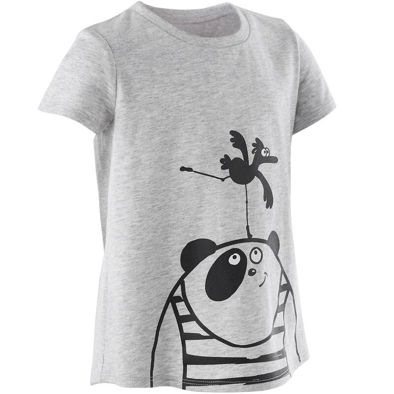 T-Shirt Básica Ginástica para Criança Cinzento