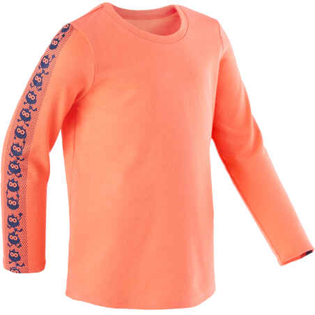 Girls' and Boys' Long-Sleeved Baby Gym T-Shirt 100 - Orange