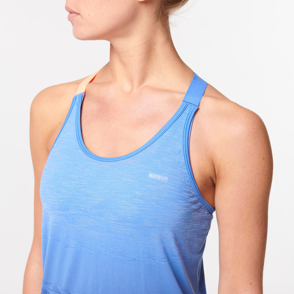 KIPRUN CARE WOMEN'S BREATHABLE RUNNING TANK TOP - GREY/BLUE