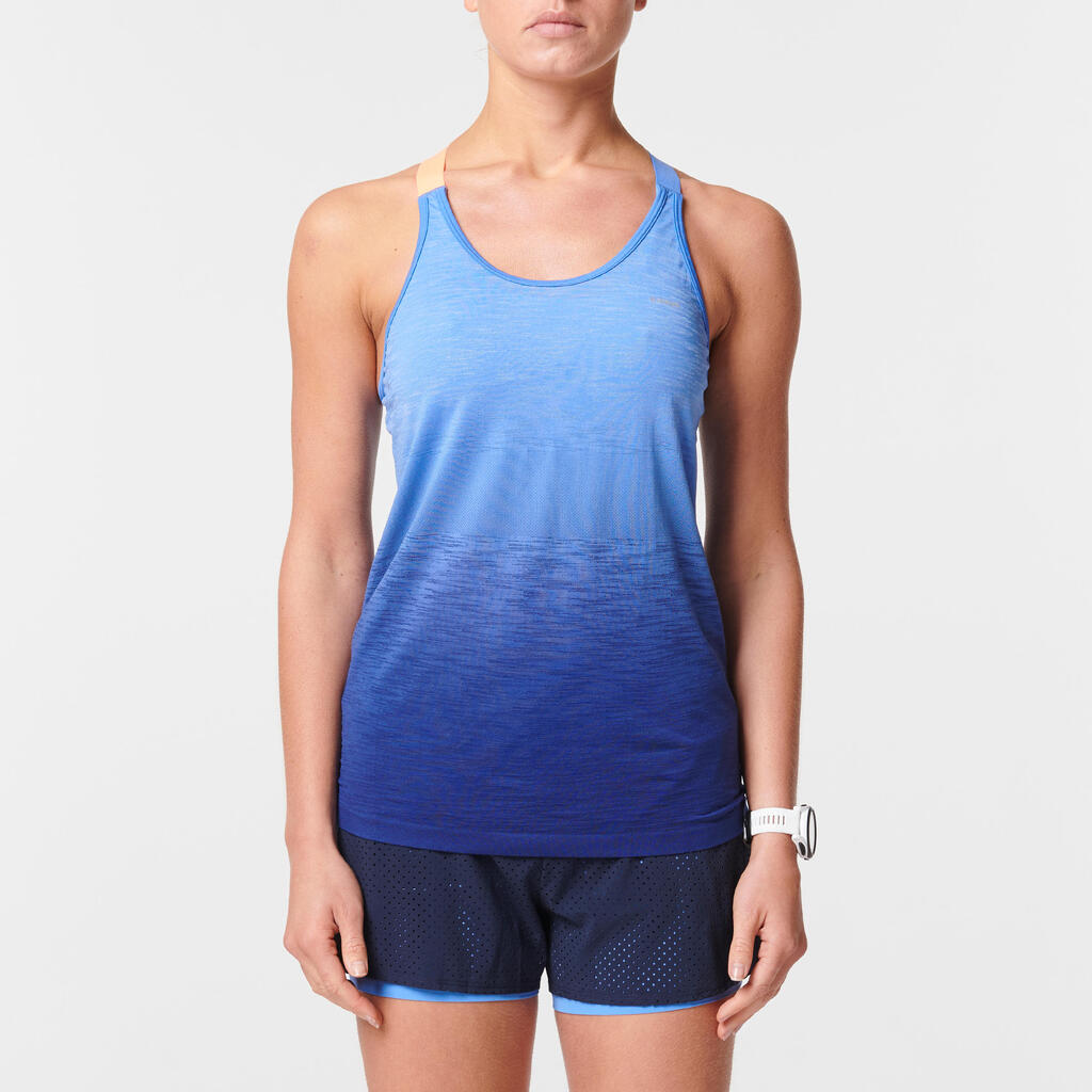 KIPRUN CARE WOMEN'S BREATHABLE RUNNING TANK TOP - GREY/BLUE