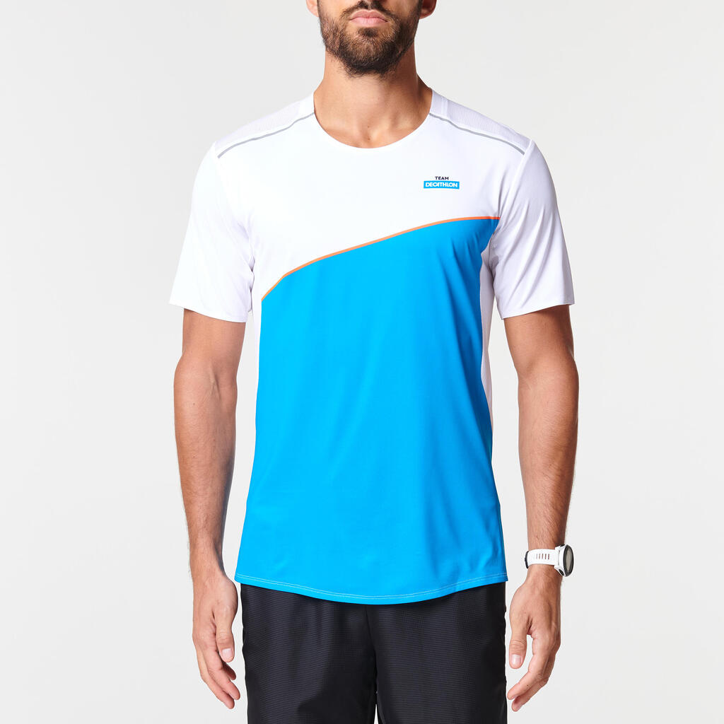 Men's Running Breathable T-Shirt Kiprun Decathlon - light blue