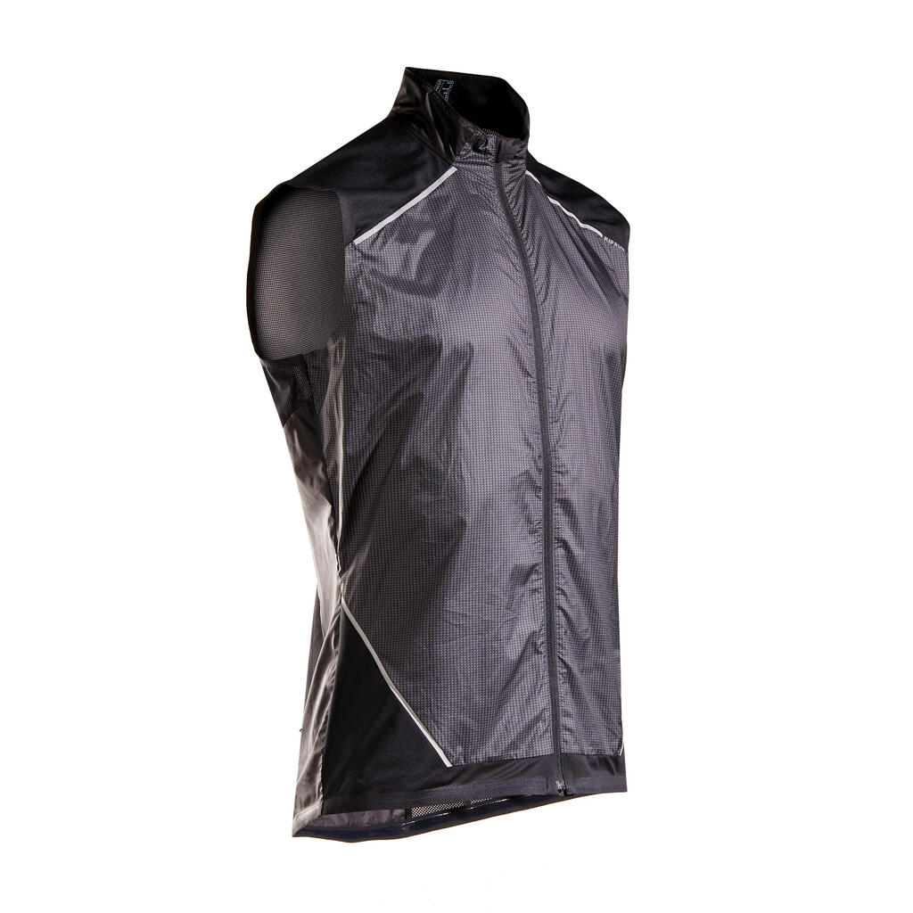 LIGHT MEN'S RUNNING JACKET SLEEVELESS - BLACK