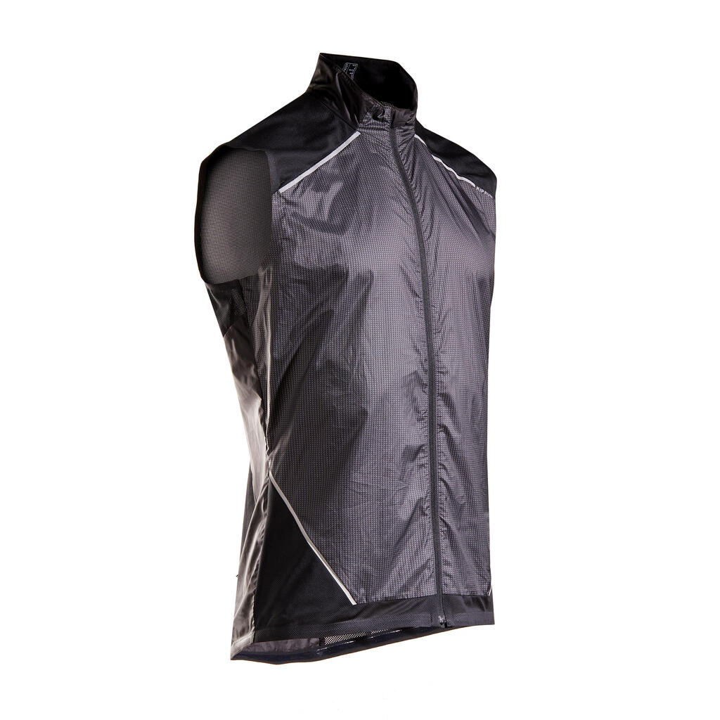 Pánska bežecká bunda bez rukávov Kiprun Light čierna
