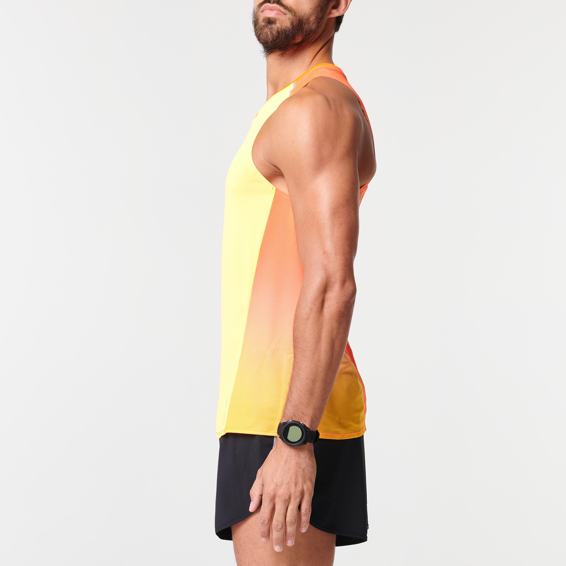 KIPRUN LIGHT MEN'S BREATHABLE RUNNING TANK TOP - RED/ORANGE 7/8