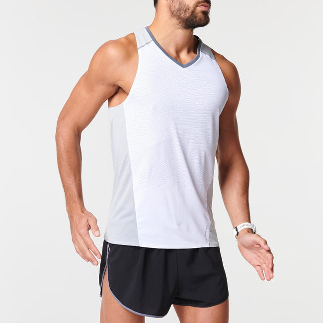 KIPRUN LIGHT MEN'S BREATHABLE RUNNING TANK TOP - WHITE