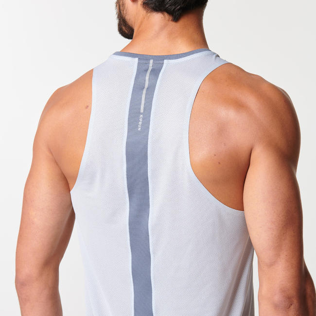 KIPRUN LIGHT MEN'S BREATHABLE RUNNING TANK TOP WHITE