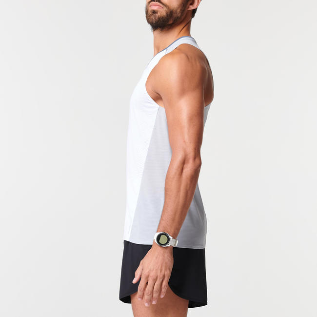 KIPRUN LIGHT MEN'S BREATHABLE RUNNING TANK TOP WHITE