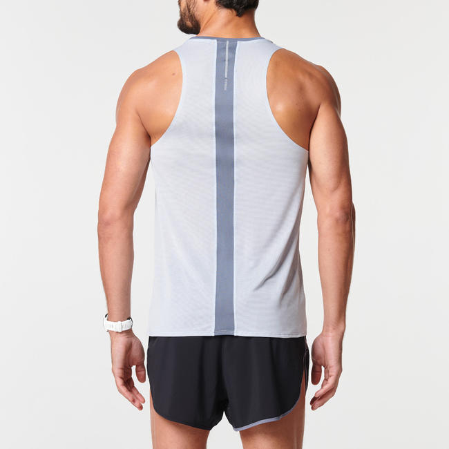 KIPRUN LIGHT MEN'S BREATHABLE RUNNING TANK TOP WHITE