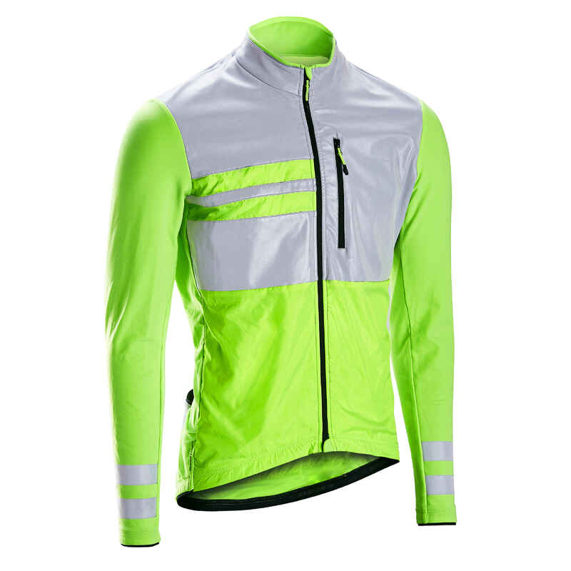 Fahrradtrikot Rennrad langarm RC500 sichtbar EN1150 Herren neongelb Fahrradtrikot Rennrad langarm RC500 sichtbar EN1150 Herren neongelb