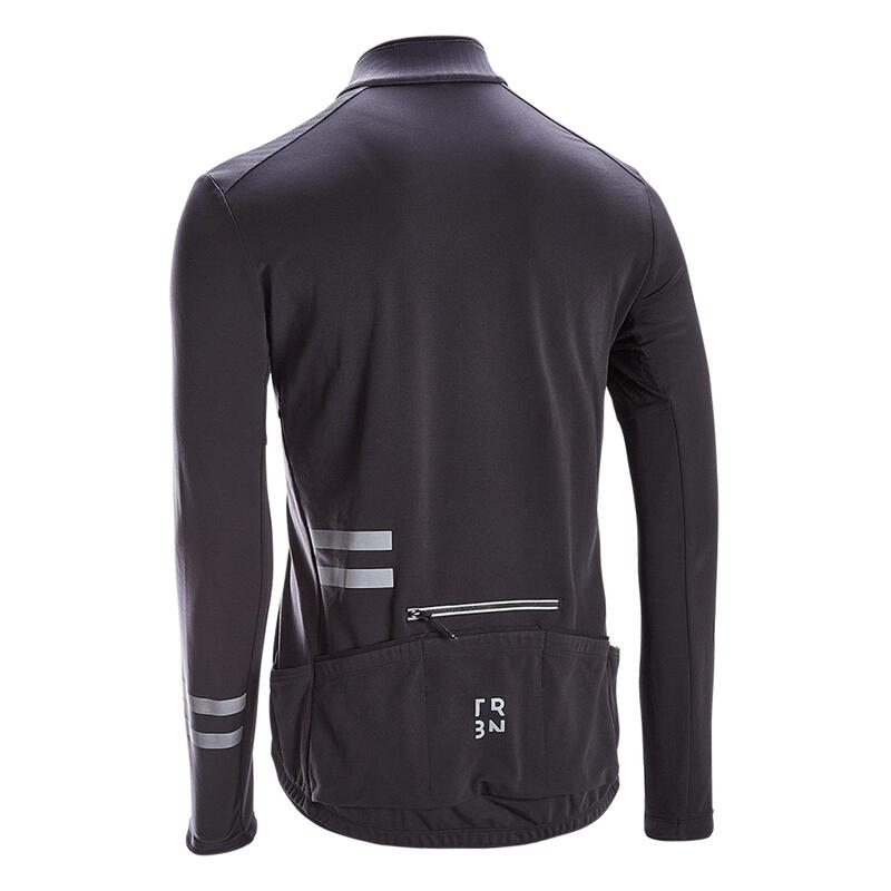 Fahrradtrikot Rennrad langarm RC500 Herren schwarz 