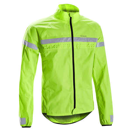 Pantano clima Espinas Chaqueta ciclismo ruta manga larga impermeable hombre - RC120 visible  EN1150 - Decathlon