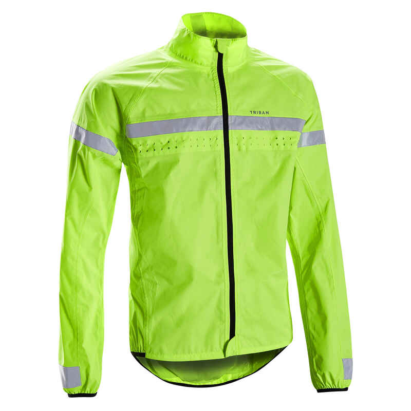 Men's LongSleeved Showerproof Road Cycling Jacket RC 120 Visible