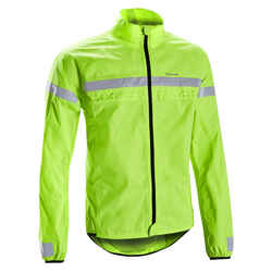 Men's Long-Sleeved Showerproof Road Cycling Jacket RC 120 Visible EN1150